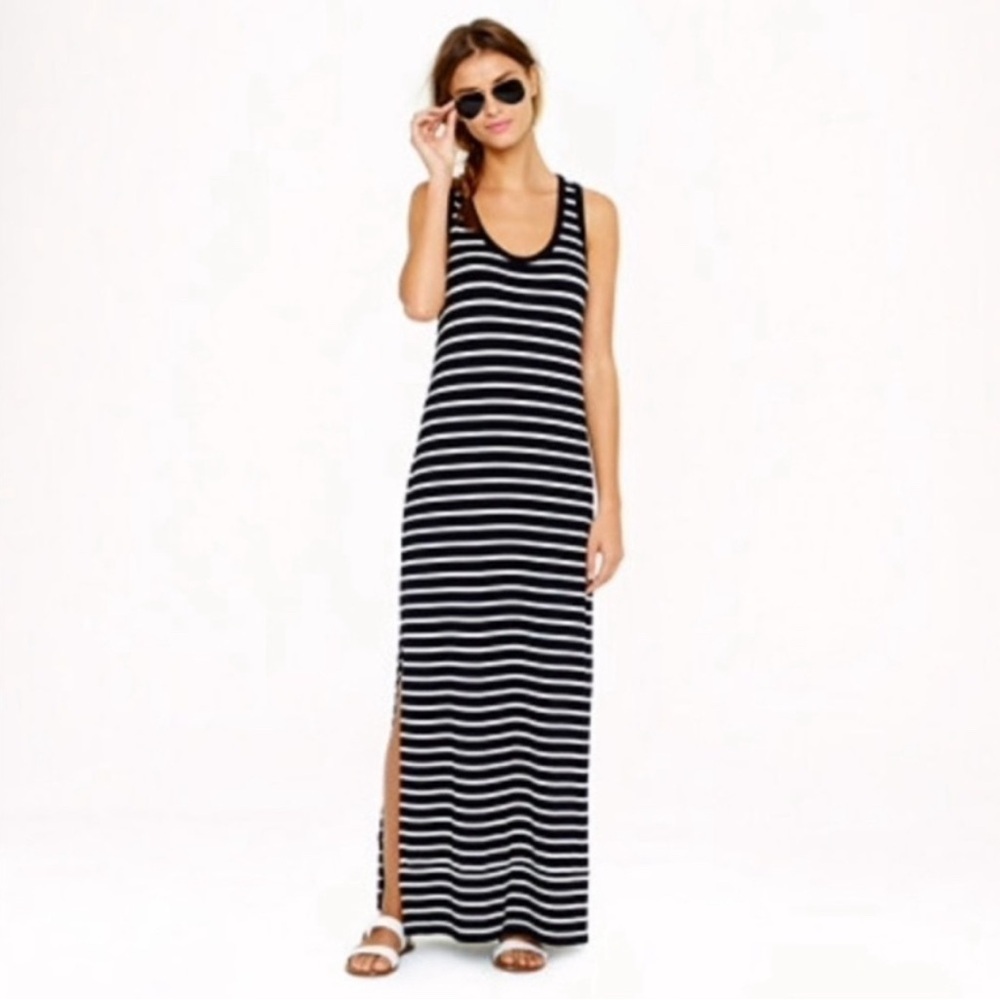 J. Crew Black and White Striped Maxi Dress